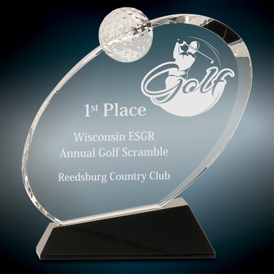 Medium Crystal Oblong Golf Award